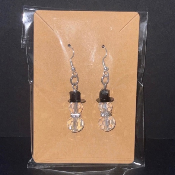 Crystal Snowman Earrings - Crystal Earrings - Snowman Earrings - Snowmen Earring - Picture 2 of 4